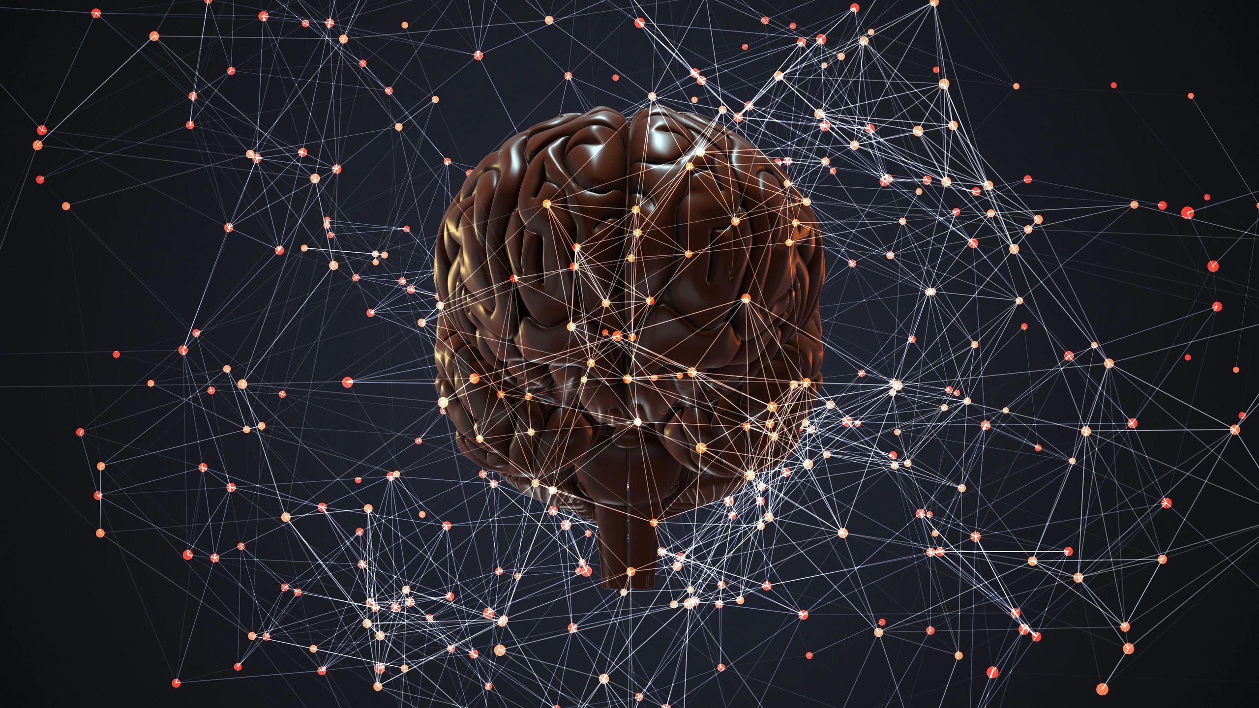 A picture of a large brain with many lines in the background.